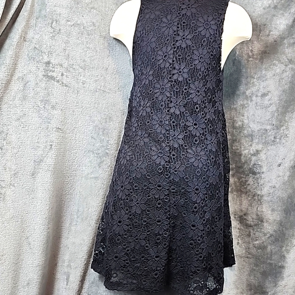 Ginger G Black Floral Lace Mini Dress Size M - Picture 4 of 5